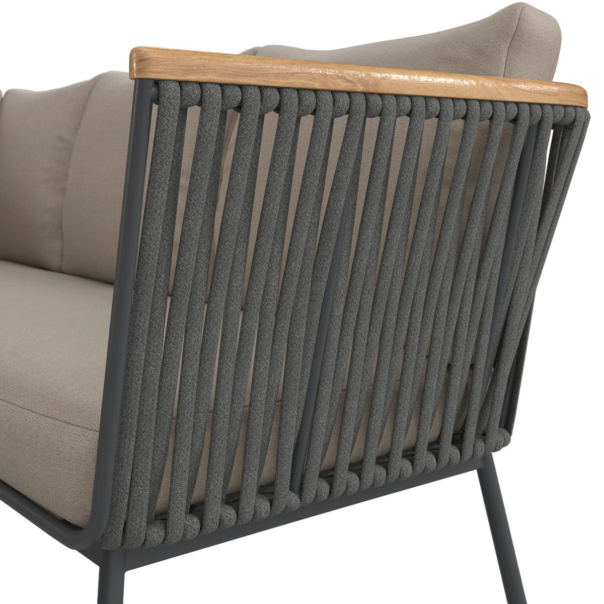 SET LOUNGE 3 piese  229/200 cm   - bej/gri închis, Design, lemn/metal (229/200cm) - Ambia Garden