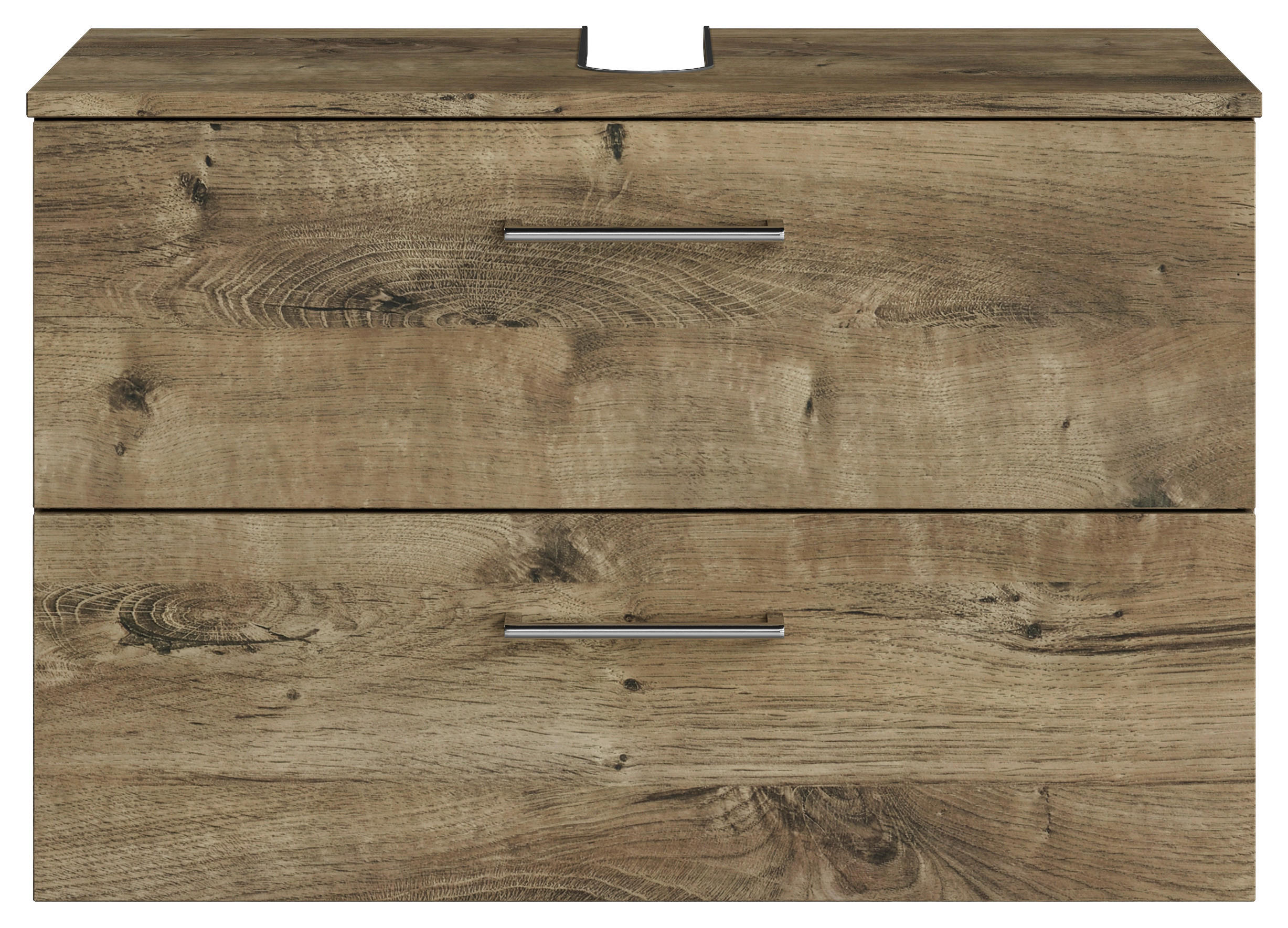 WASCHBECKENUNTERSCHRANK 75/49,8/38,3 cm  - Eiche dunkel/Chromfarben, KONVENTIONELL, Holzwerkstoff/Metall (75/49,8/38,3cm) - Sadena