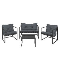 GARTENSET beschichtet Stahl  - Dunkelgrau/Schwarz, MODERN, Glas/Textil - Ambia Garden