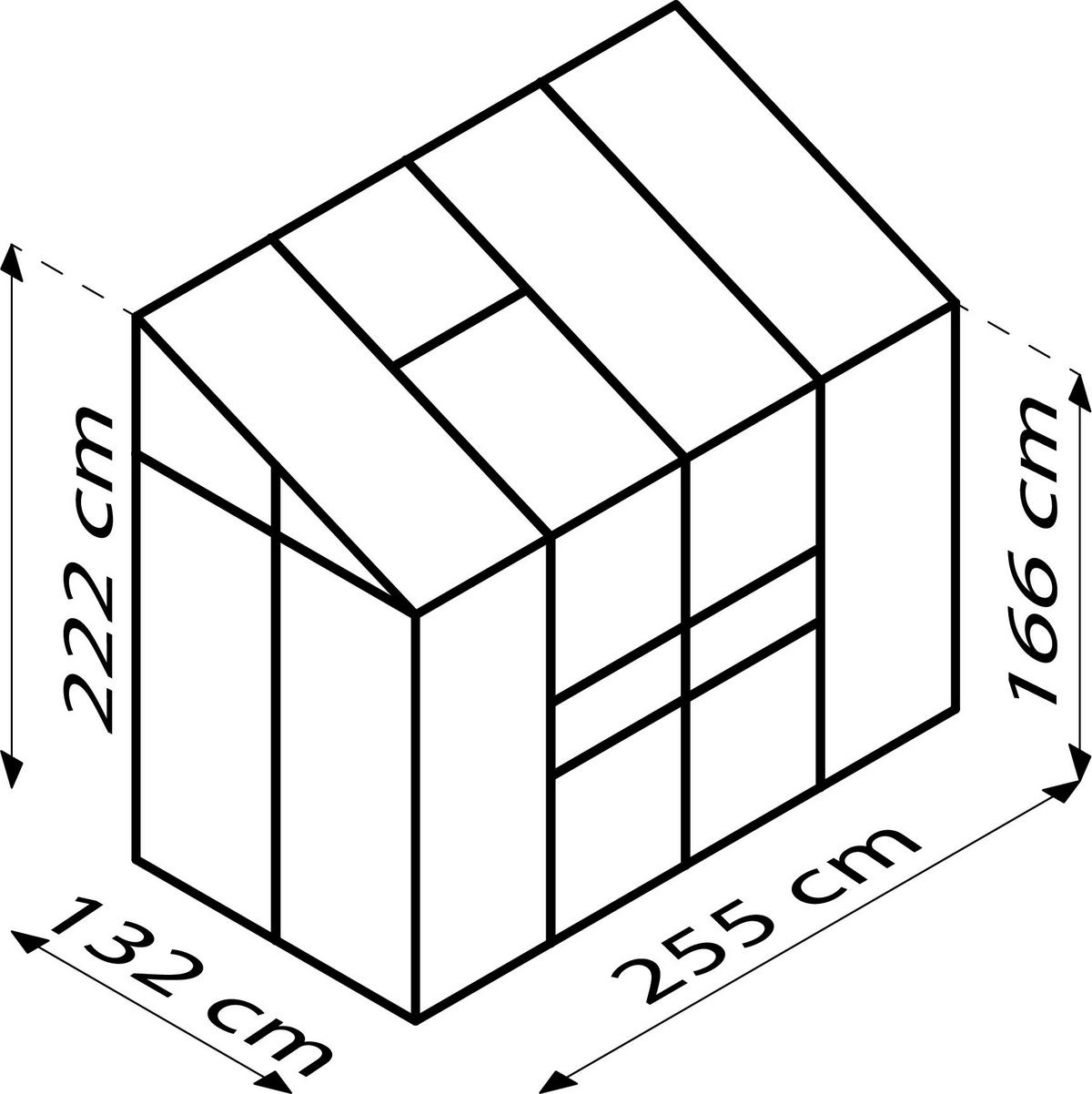 ANLEHN-GEWÄCHSHAUSBAUSATZ - Alufarben, Basics, Metall (255/222/131,5cm)