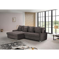 ECKSOFA in Mikrofaser Dunkelbraun  164/293 cm  - Dunkelbraun/Silberfarben, MODERN, Holz/Textil (164/293cm) - MID.YOU