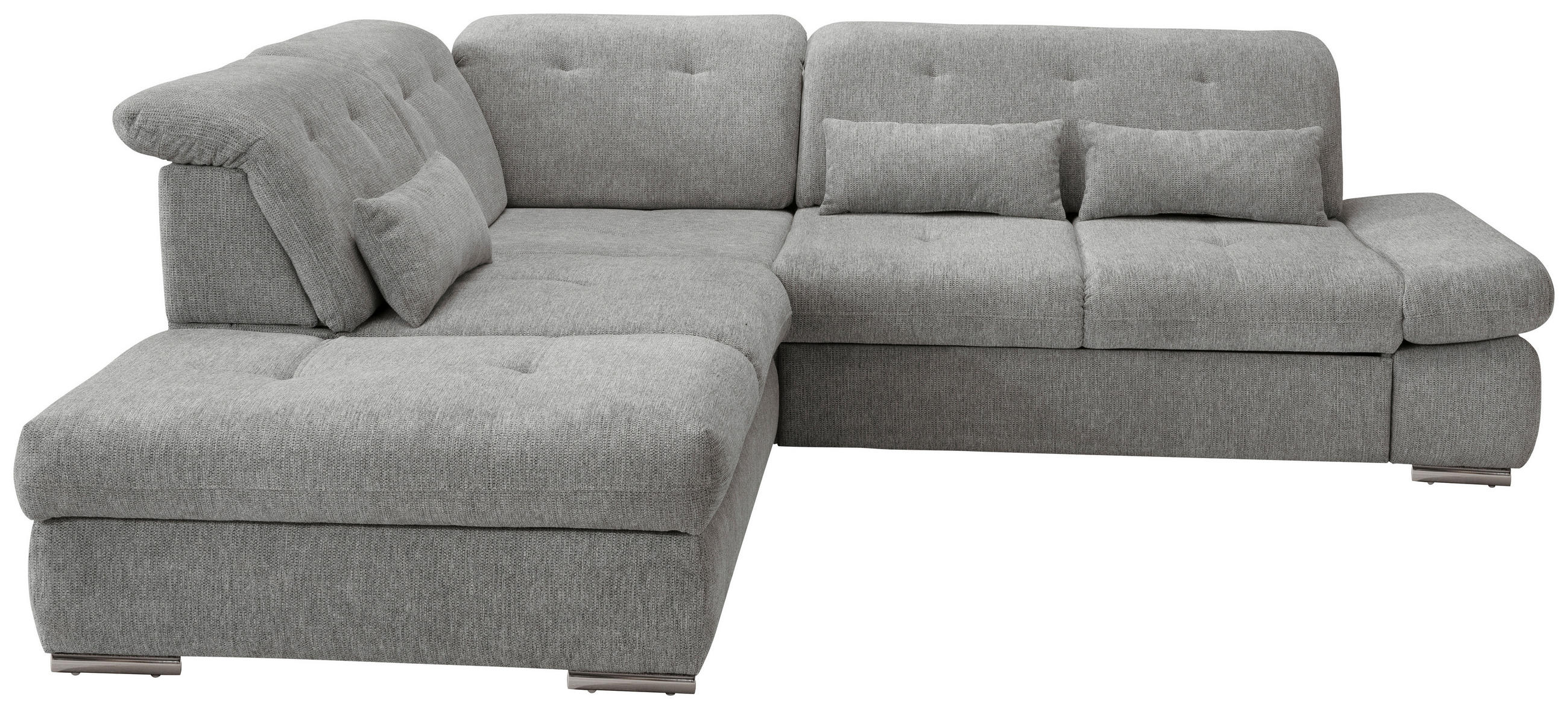 ECKSOFA in Chenille Silberfarben - Chromfarben/Silberfarben, Design, Textil/Metall (254/280cm) - Livetastic