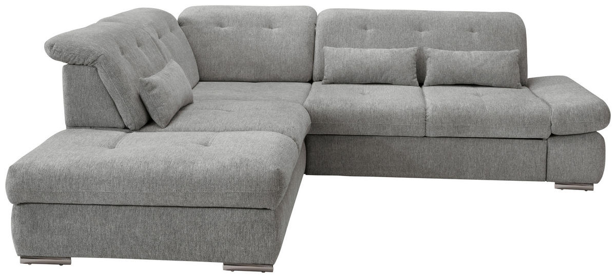 ECKSOFA in Chenille Silberfarben  - Chromfarben/Silberfarben, Design, Textil/Metall (254/280cm) - Livetastic