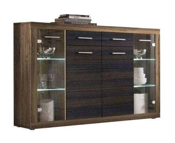 VISOKA KOMODA   152/105/40 cm   antracit, boja orahovog drveta  - srebrna/boja orahovog drveta, Dizajnerski, pločasti materijal/plastika (152/105/40cm) - Xora