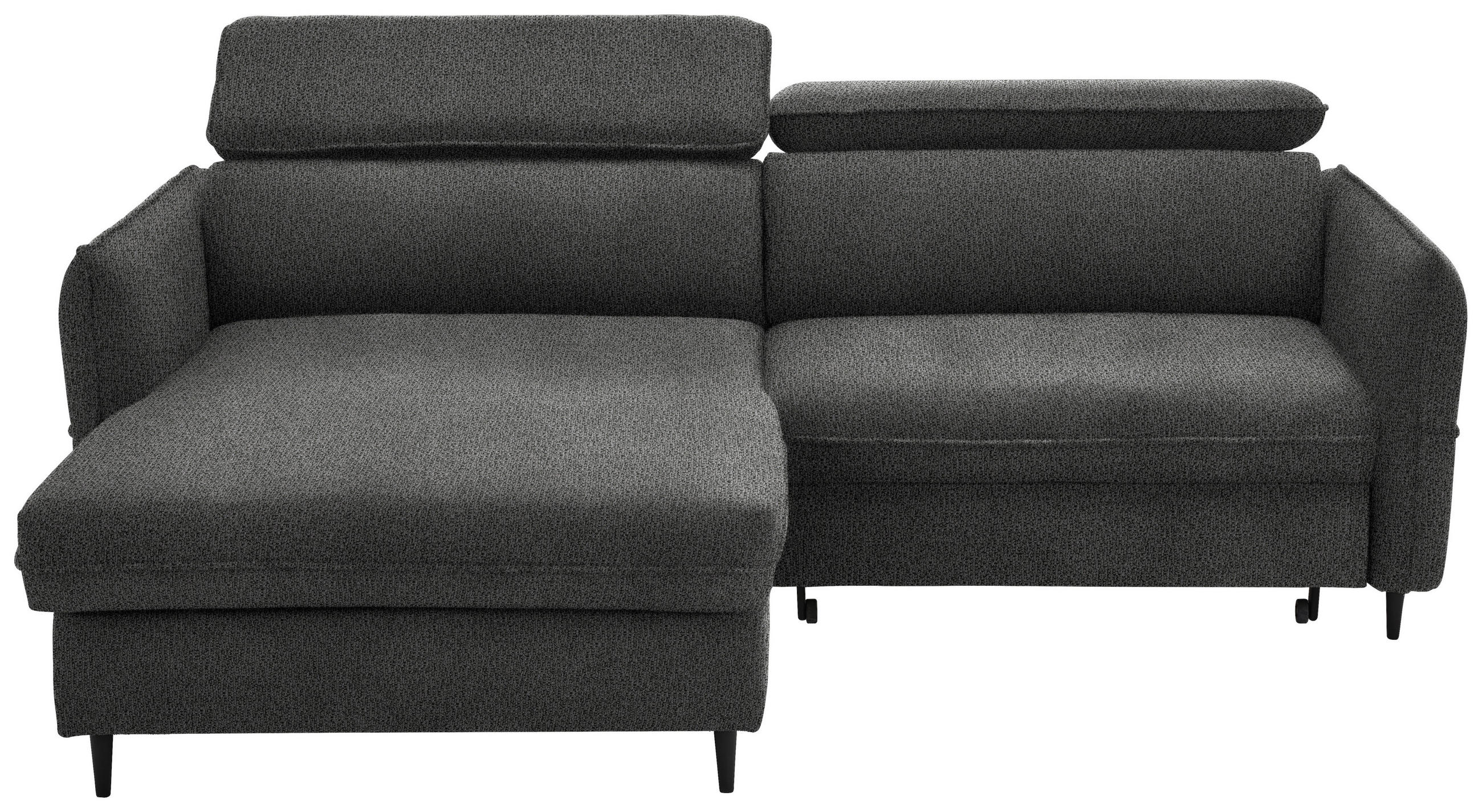ECKSOFA in Flachgewebe Graubraun  - Graubraun/Schwarz, Design, Holz/Textil (185/232cm) - Stylife