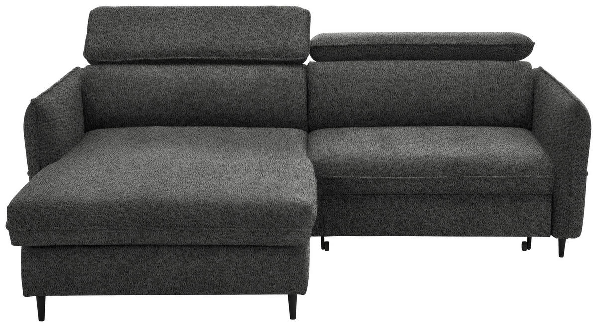 ECKSOFA in Flachgewebe Graubraun  - Graubraun/Schwarz, Design, Holz/Textil (185/232cm) - Stylife