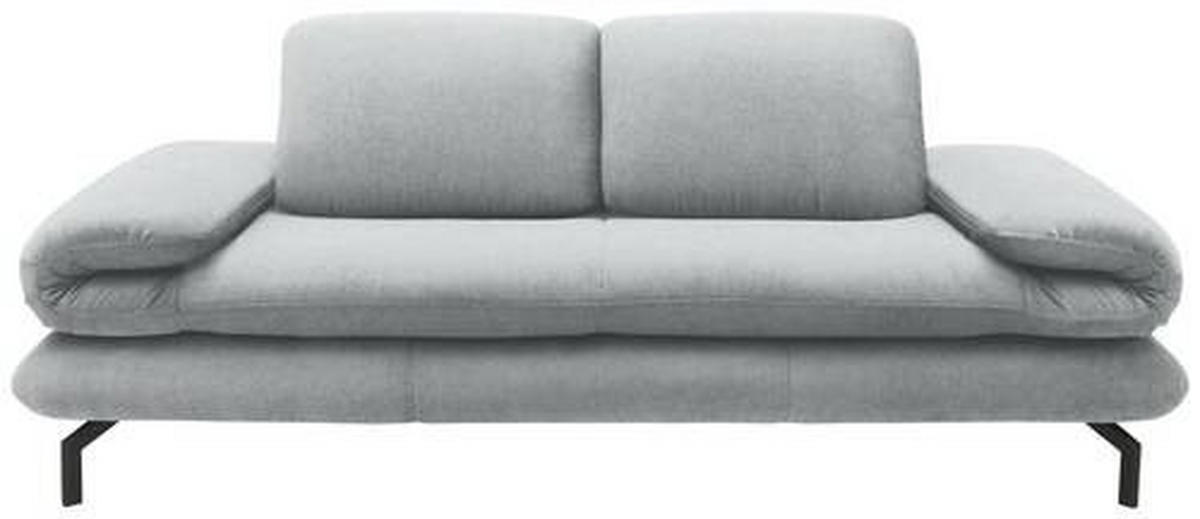 ZWEISITZER-SOFA mit Funktionen in Webstoff Silberfarben  - Silberfarben/Schwarz, Design, Textil/Metall (204 (264)/83 (110)/98cm) - LOOKS by W.Joop