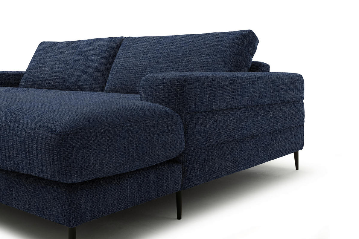 ECKSOFA in Flachgewebe Dunkelblau  253/177 cm  - Schwarz/Dunkelblau, Design, Textil/Metall (253/177cm) - Dieter Knoll