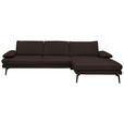 ECKSOFA in Echtleder Braun  310/180 cm  - Schwarz/Braun, Design, Leder/Metall (310/180cm) - Dieter Knoll