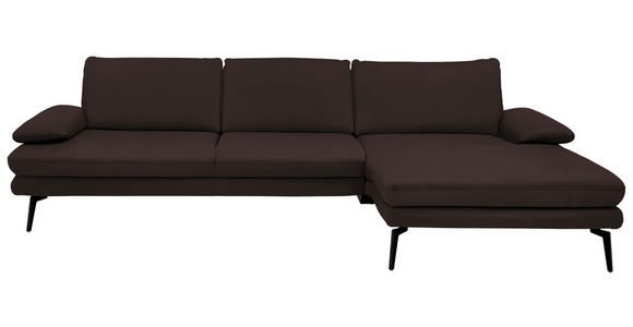 ECKSOFA in Echtleder Braun 310/180 cm - Schwarz/Braun, Design, Leder/Metall (310/180cm) - Dieter Knoll