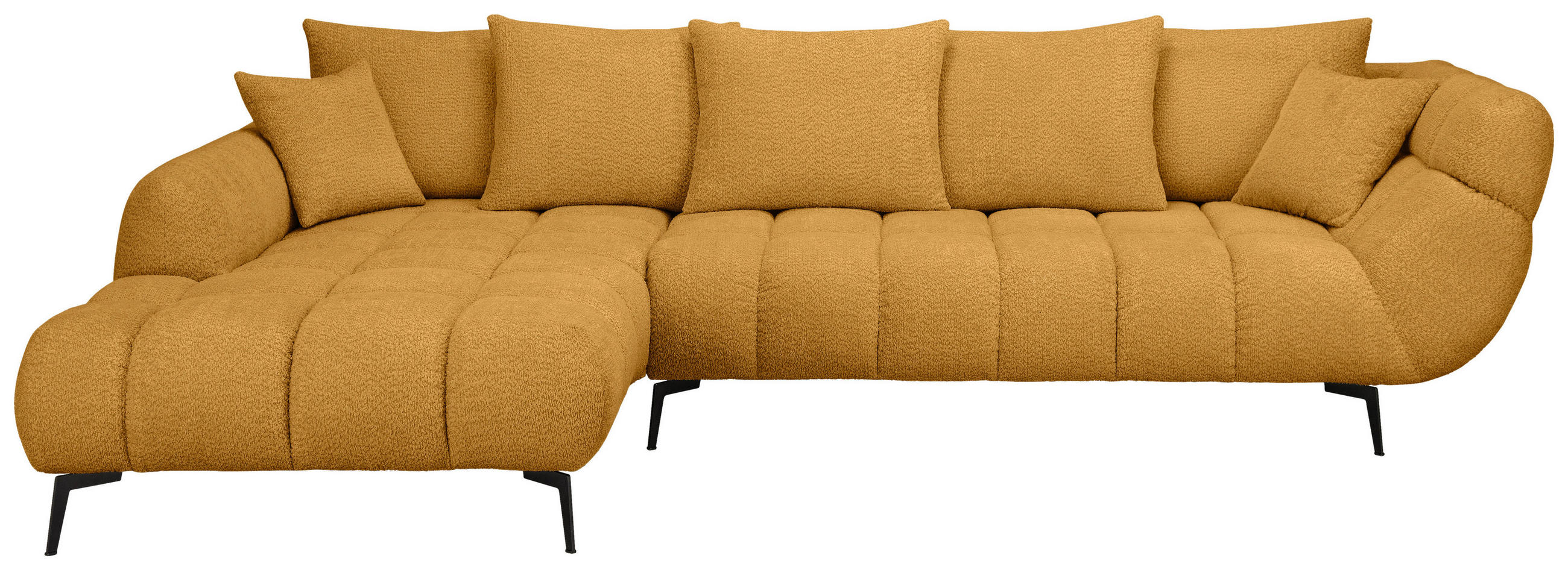 ECKSOFA Currygelb Bouclé Zierkissen, Rückenkissen, Rücken echt  - Currygelb/Schwarz, MODERN, Textil/Metall (217/318cm) - Carryhome
