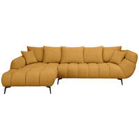 ECKSOFA Currygelb Bouclé Zierkissen, Rückenkissen, Rücken echt  - Currygelb/Schwarz, MODERN, Textil/Metall (217/318cm) - Carryhome