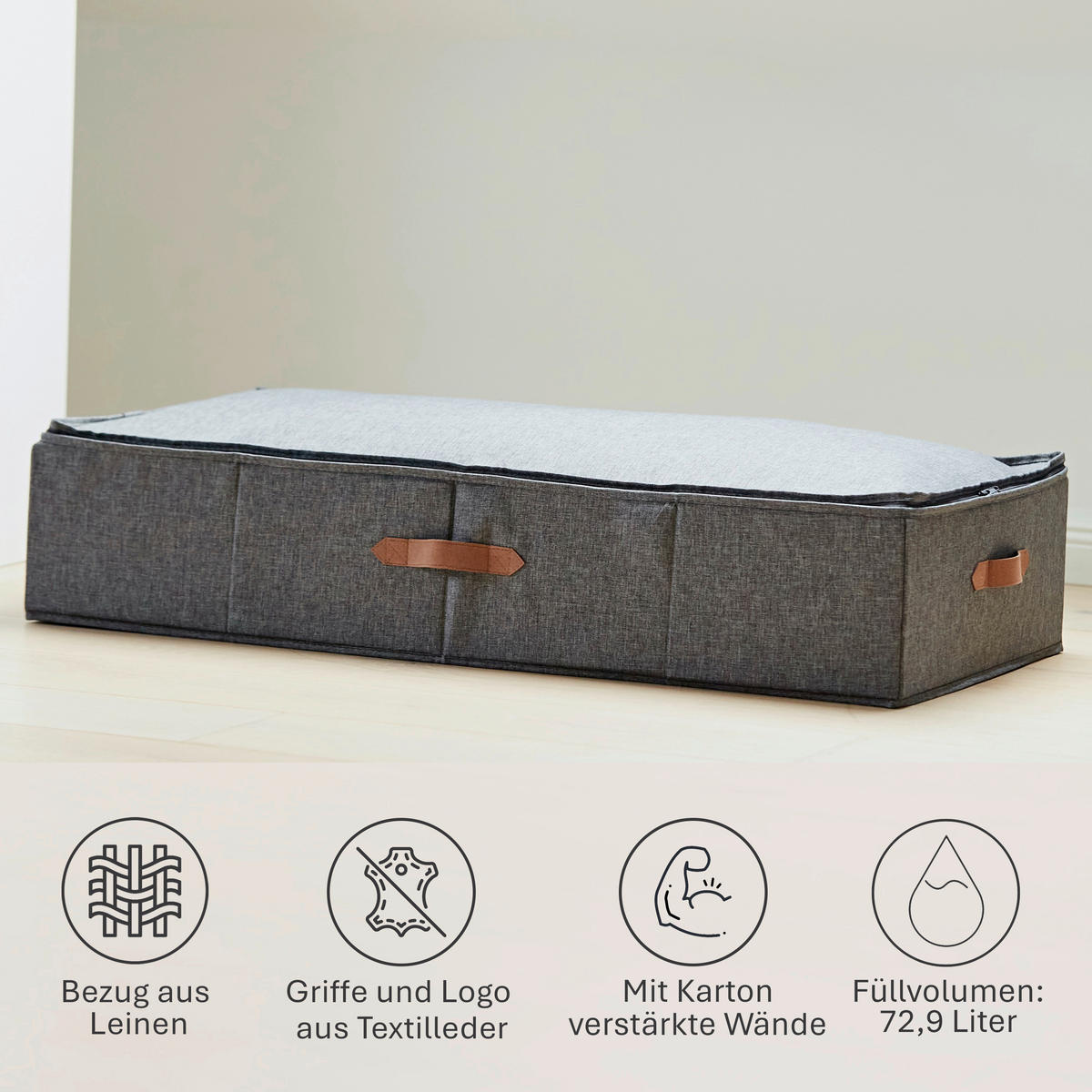 AUFBEWAHRUNGSBOX Premium  - Grau, Basics, Textil (90/45/18cm) - Store It