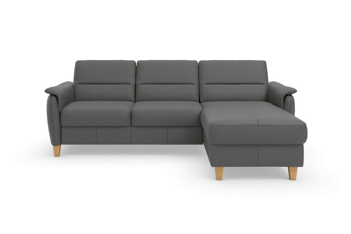 ECKSOFA PALMERA E in Echtleder Mokka  244/163 cm  - Eichefarben/Mokka, Basics, Leder/Holz (244/163cm) - Sit & More