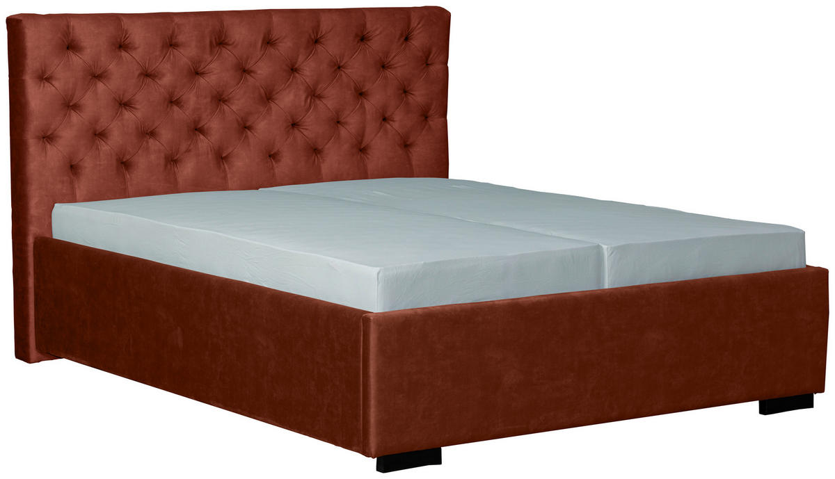POLSTERBETT 180/200 cm  in Rostfarben  - Rostfarben/Schwarz, Design, Holz/Textil (180/200cm) - Boxxx