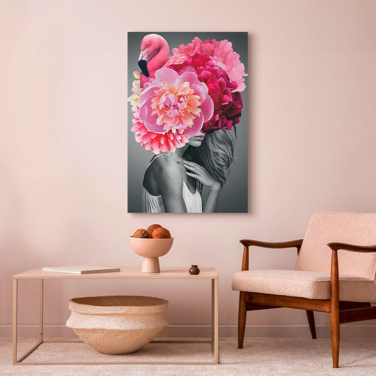 LEINWANDBILD Abstraktes, Menschen, Tiere, Blumen 80/120/1,2 cm  - Pink/Grau, Basics, Holz/Textil (80/120/1,2cm) - artgeist