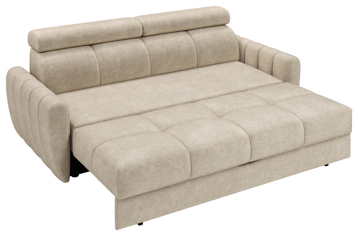 SCHLAFSOFA Flachgewebe Beige  - Beige/Schwarz, KONVENTIONELL, Textil/Metall (227/86-100/99cm) - Milino