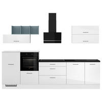 KÜCHENLEERBLOCK 320 cm   in Weiß Hochglanz  - Weiß Hochglanz/Schwarz, Design, Holzwerkstoff/Metall (320cm) - Impuls