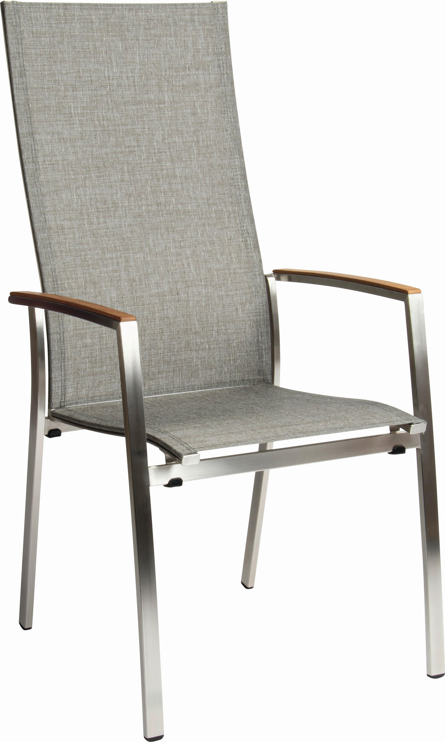 STAPELSESSEL in Holz, Metall, Textil Edelstahlfarben, Hellgrau, Teakfarben  - Edelstahlfarben/Hellgrau, Basics, Holz/Textil (56/110/67cm) - Stern