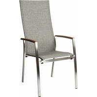 STAPELSESSEL in Holz, Metall, Textil Edelstahlfarben, Hellgrau, Teakfarben  - Edelstahlfarben/Hellgrau, Basics, Holz/Textil (56/110/67cm) - Stern