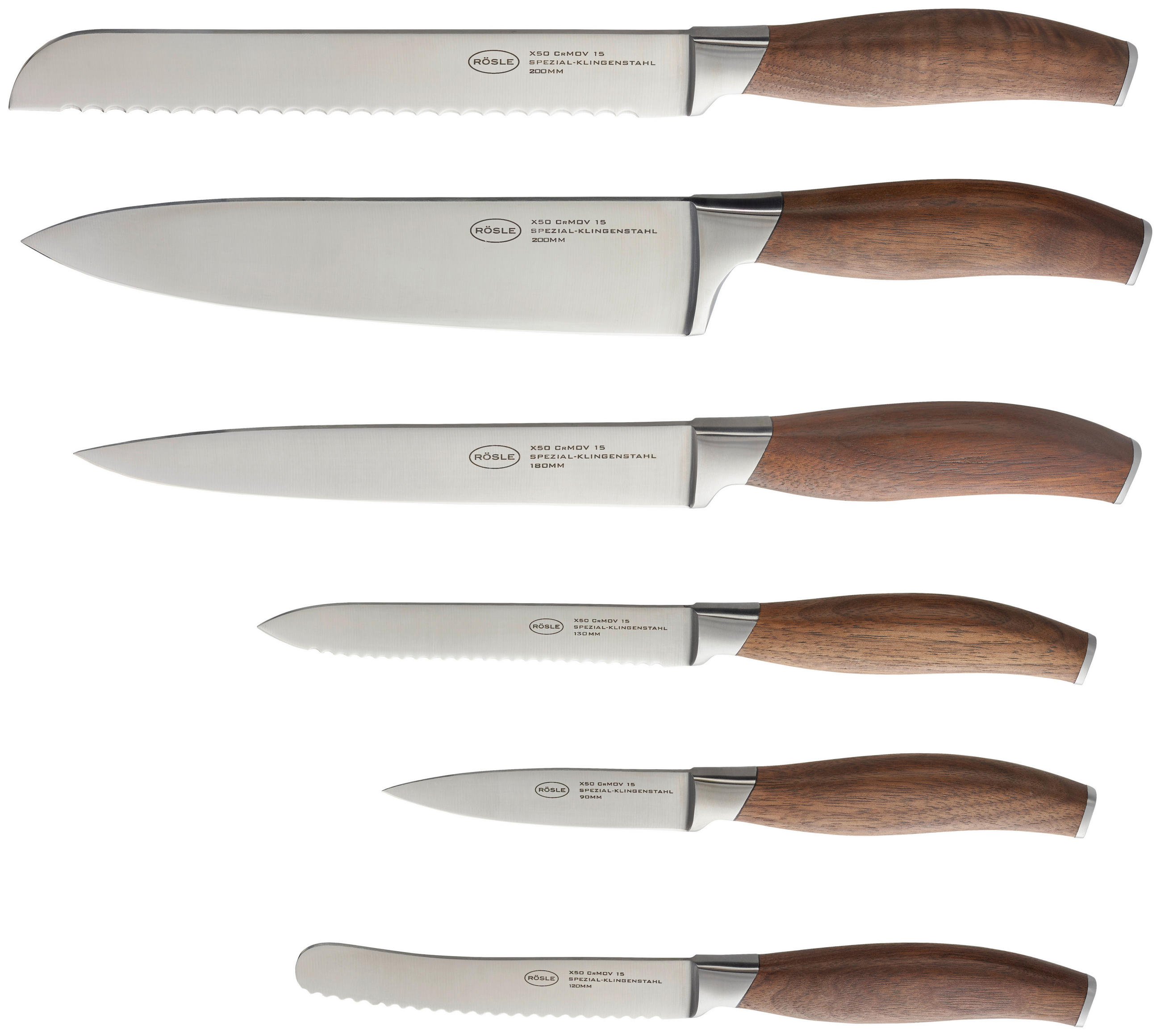 MESSERBLOCK 7-teilig  - Walnussfarben, Design, Holz (12,5/25,0/36,0cm) - Rösle