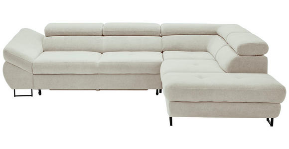 ECKSOFA in Webstoff Creme  - Creme/Schwarz, Design, Textil/Metall (235/280cm) - Hom`in