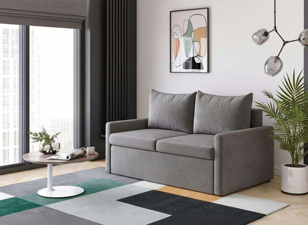 SCHLAFSOFA COLOGNE in Flachgewebe Dunkelgrau  - Dunkelgrau/Schwarz, Design, Kunststoff/Textil (152/89/92cm) - MID.YOU