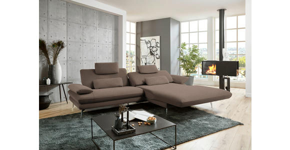 ECKSOFA Braun Webstoff  - Schwarz/Braun, Design, Textil/Metall (284/184cm) - Dieter Knoll