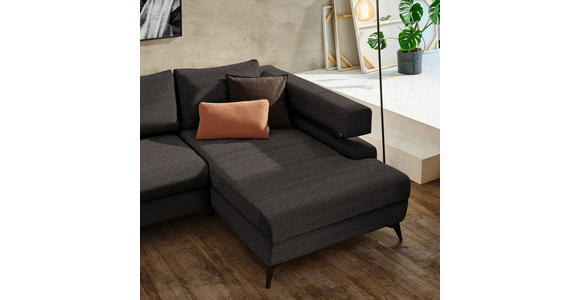 ECKSOFA in Chenille Dunkelbraun  - Dunkelbraun/Schwarz, KONVENTIONELL, Textil/Metall (265/184cm) - Hom`in