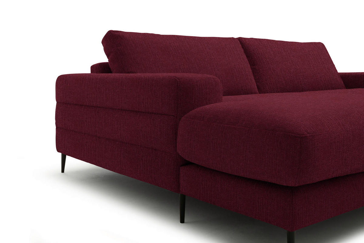 ECKSOFA in Flachgewebe Rot  177/253 cm  - Rot/Schwarz, Design, Textil/Metall (177/253cm) - Dieter Knoll