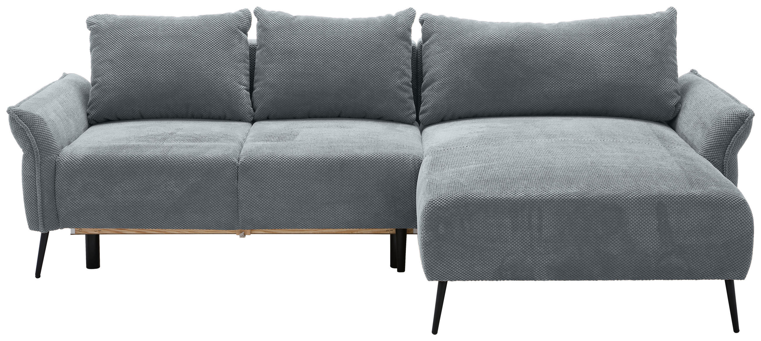 ECKSOFA Grau Chenille  - Schwarz/Grau, KONVENTIONELL, Textil/Metall (255/164cm) - Carryhome