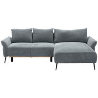 ECKSOFA in Chenille Grau  - Schwarz/Grau, Konventionell, Textil/Metall (255/164cm) - Carryhome