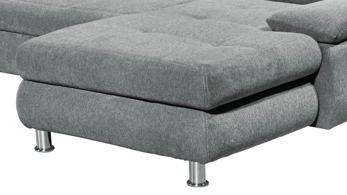 WOHNLANDSCHAFT Hellgrau Webstoff  - Hellgrau, MODERN, Kunststoff/Textil (233/349/177cm) - MID.YOU