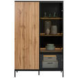 HIGHBOARD  in 103/167/38 cm  - Eiche Wotan/Schwarz, KONVENTIONELL, Glas/Holzwerkstoff (103/167/38cm) - Xora