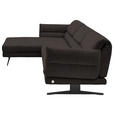 ECKSOFA Dunkelbraun Flachgewebe  - Dunkelbraun/Schwarz, Design, Textil/Metall (176-217/279-327cm) - Dieter Knoll