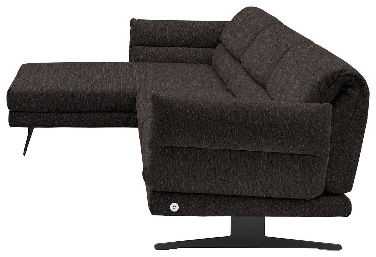 ECKSOFA  in Flachgewebe Dunkelbraun  176-217/279-327 cm  - Dunkelbraun/Schwarz, Design, Textil/Metall (176-217/279-327cm) - Dieter Knoll