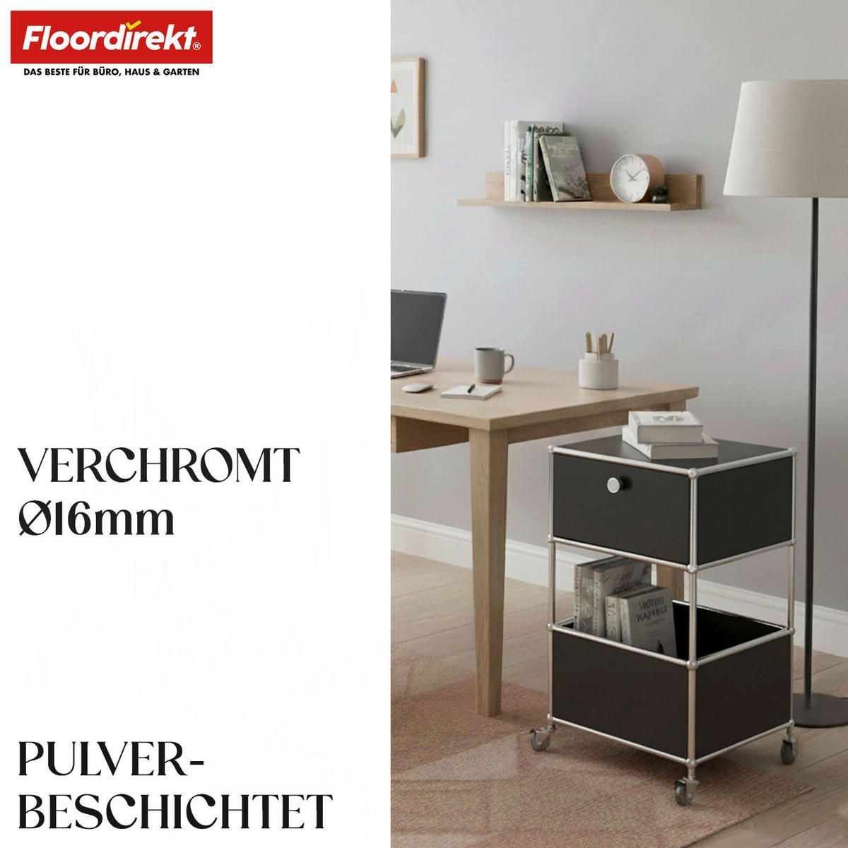 STANDREGAL Schwarz  - Schwarz, Basics, Metall (40/69/40cm) - Floordirekt