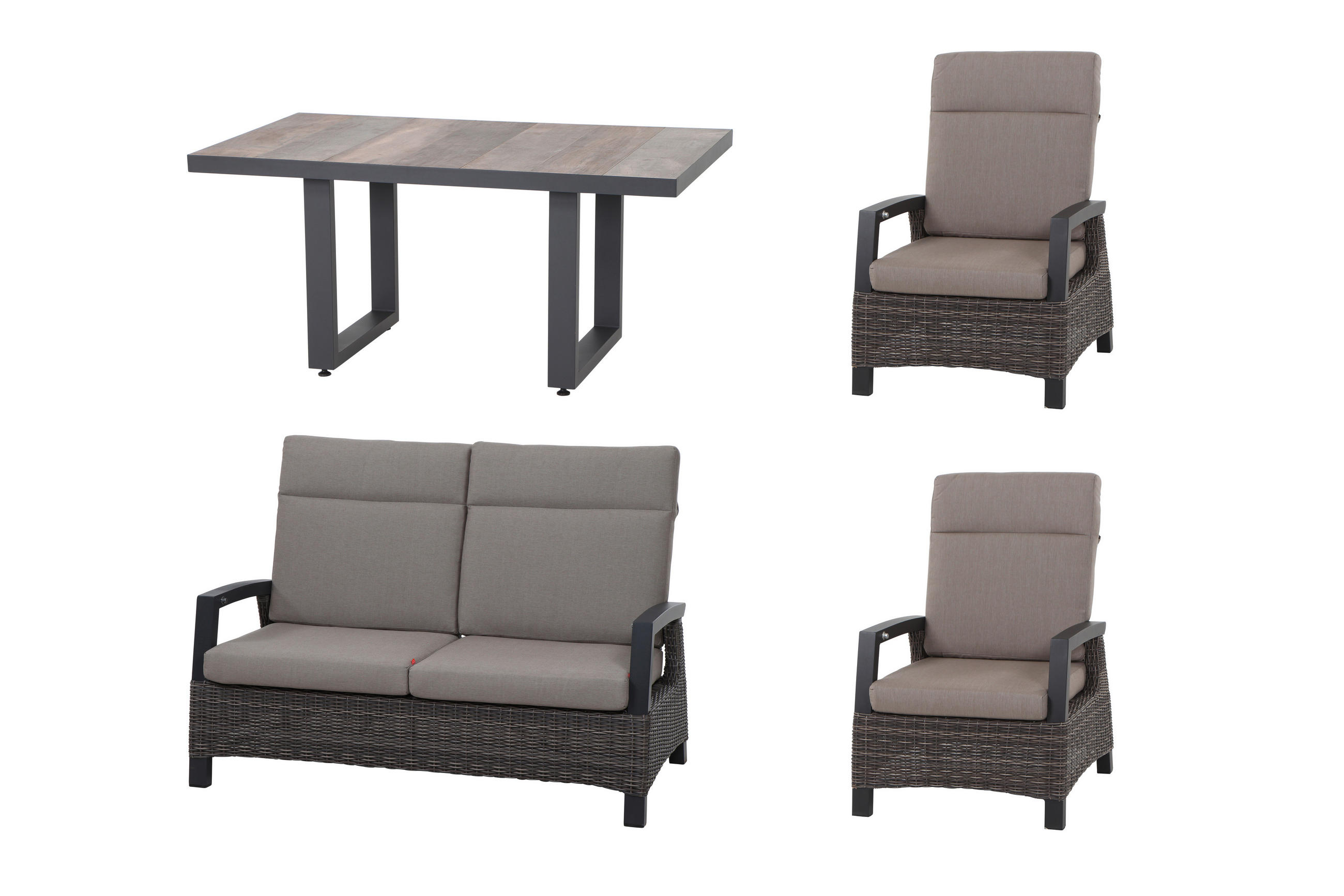 LOUNGEGARNITUR 4-teilig   72/103/83 cm Aluminium  - Grau, Basics, Keramik/Kunststoff (72/103/83cm) - Siena Garden