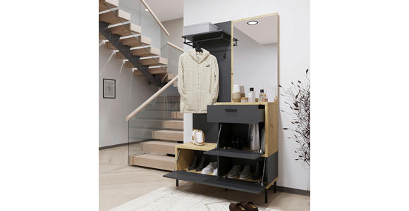 GARDEROBE  in 113/197/40 cm  - Anthrazit/Eiche Artisan, KONVENTIONELL, Holzwerkstoff (113/197/40cm) - Carryhome