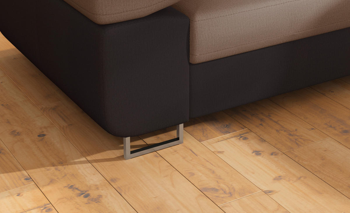 ECKSOFA  Braun, Dunkelbraun Textilgeflecht  - Chromfarben/Dunkelbraun, Design, Textil/Metall (203/272cm) - MID.YOU