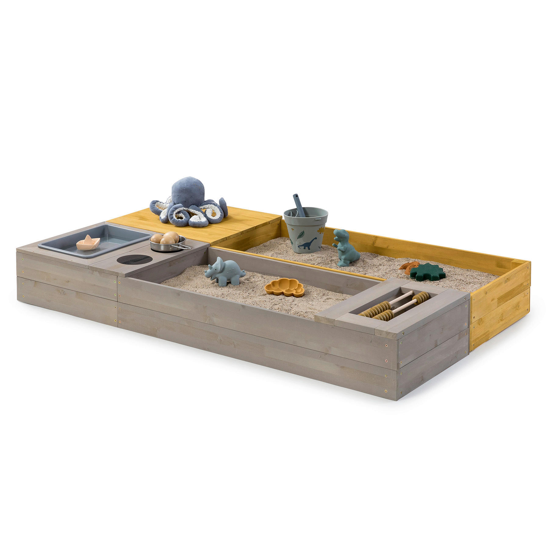 SANDKASTEN FLEXY STYLE 150/90/20 cm  - Dunkelgelb/Grau, Basics, Holz (150/90/20cm) - MUDDY BUDDY