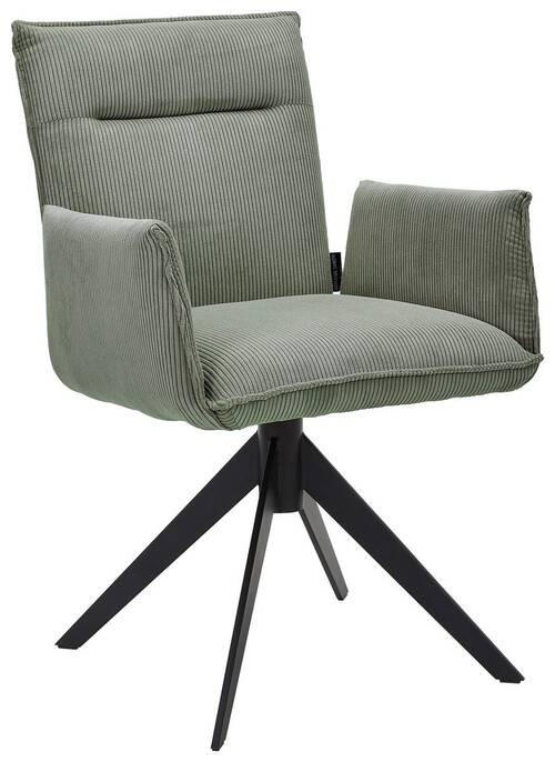 ARMLEHNSTUHL  in Eisen Cord  - Waldgrün/Schwarz, Design, Textil/Metall (59/87/62cm) - Johann Jakob
