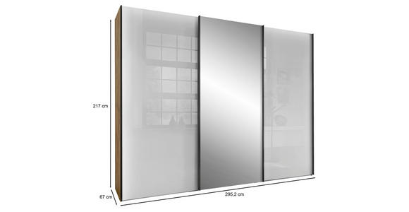 SCHWEBETÜRENSCHRANK  in Weiß, Eiche Bianco  - Schieferfarben/Eiche Bianco, KONVENTIONELL, Glas/Holzwerkstoff (300/217/67cm) - Dieter Knoll