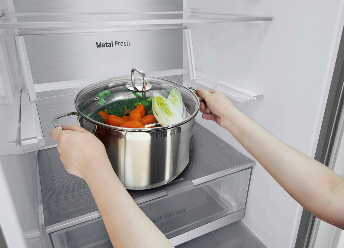 KÜHL-GEFRIER-KOMBINATION 59.5/203/75 cm GBV7270CPY  - Edelstahlfarben, Trend, Glas/Kunststoff (59.5/203/75cm) - LG