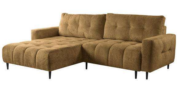 ECKSOFA  in Chenille Honig  - Schwarz/Honig, KONVENTIONELL, Holz/Textil (180/266cm) - Carryhome