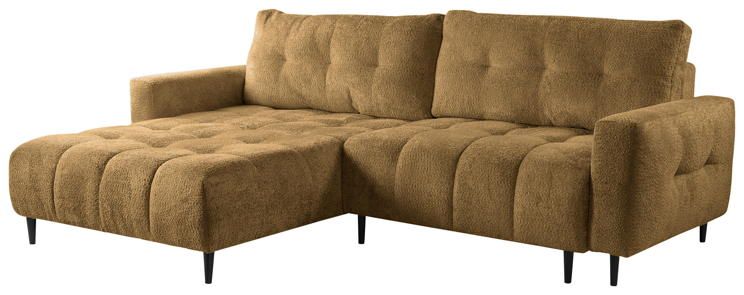 ECKSOFA in Chenille Honig  - Schwarz/Honig, Konventionell, Holz/Textil (180/266cm) - MID.YOU