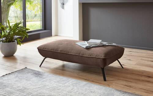 HOCKER in Textil Taupe  - Taupe/Schwarz, Design, Textil/Metall (142/43/80cm) - Moderano