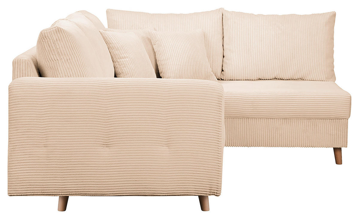 ECKSOFA Ariella in Cord Creme  231/161 cm  - Creme/Naturfarben, Design, Holz/Textil (231/161cm) - Livetastic