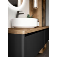 WASCHTISCHKOMBI 185,2 cm  - Eichefarben/Schwarz, MODERN, Glas/Keramik (185,2cm) - Celina Home