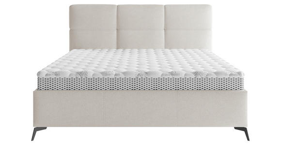 POLSTERBETT gepolstertes Kopfteil, Lattenrost Creme 160/200 cm  - Creme/Schwarz, MODERN, Holz/Textil (160/200cm) - Carryhome